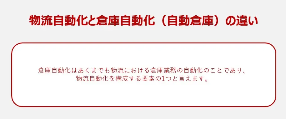 物流自動化と倉庫自動化（自動倉庫）の違い